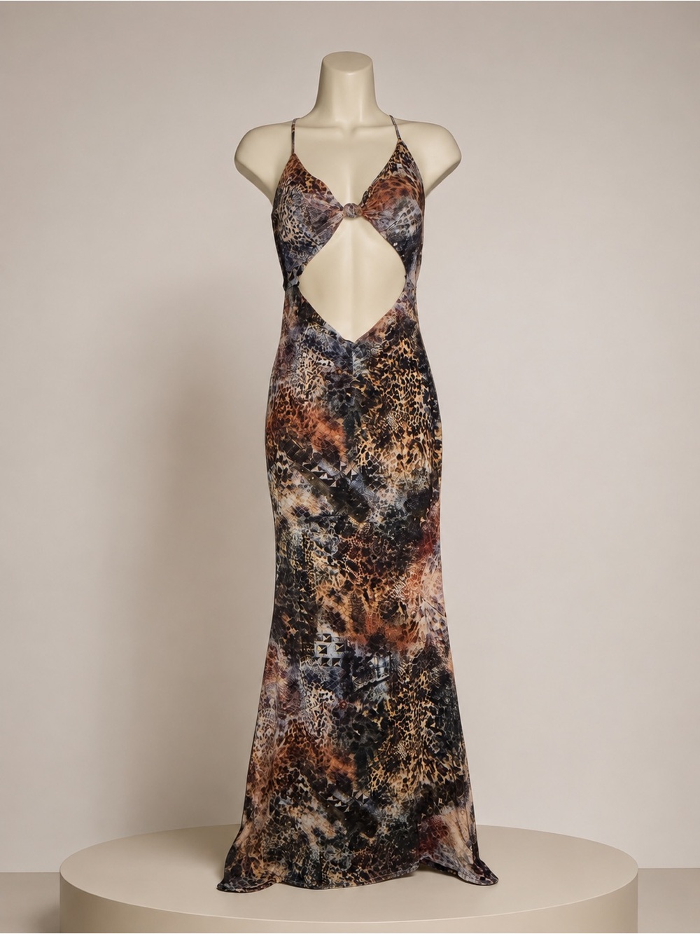 Windsor Leopard-Print Cutout Maxi Dress in Brown and Black